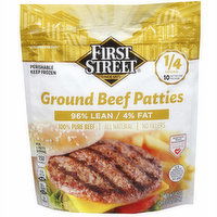 First Street 96/4 Beef Patties - 40 Ounce