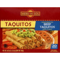 Menu Del Sol Taquitos, Beef - 20 Each