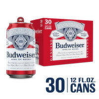Budweiser Beer, 30 pack, 12 fl oz Cans - 30 Each