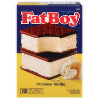 FatBoy Ice Cream Sandwiches, Premium Vanilla - 12 Each