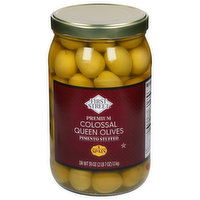 First Street Queen Olives, Colossal, Pimento Stuffed, Premium - 39 Ounce