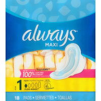 Always Pads, Regular, Size 1 - 18 Each
