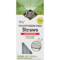 First Street Straws, Polystyrene Free, Unwrapped, 7.75 Inch, 250 Each