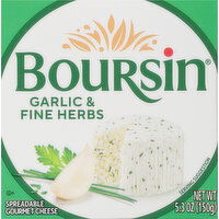 Boursin Spreadable Gourmet Cheese, Garlic & Fine Herbs - 5.3 Ounce