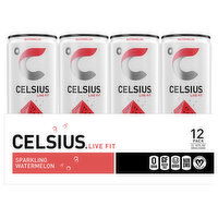 Celsius Energy Drink, Watermelon, Sparkling, 12 Pack - 12 Each