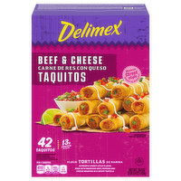 Delimex Taquitos, Beef & Cheese, Flour Tortillas, Mexican Street Style, 42 Each