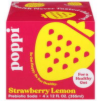 Poppi Prebiotic Soda, Strawberry Lemon - 4 Each