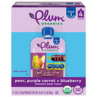 Plum Organics Stage 2 Organic Baby Food Pear, Purple Carrot + Blueberry - 4 Each