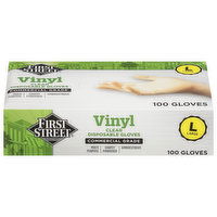 First Street Gloves, Disposable, Clear, Vinyl, Large - 100 Each