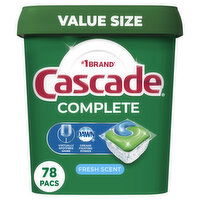 Cascade Complete Dishwasher Pods, Fresh, 78 Each