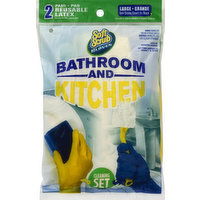 Soft Scrub Gloves, Bathroom and Kitchen, Large, Value Pack - 2 Each