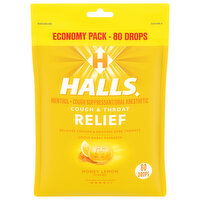 Halls Honey Lemon Flavor Cough & Throat Relief Economy Pack - 80 Each