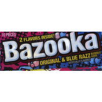 Bazooka Bubble Gum, Original & Blue Razz - 10 Each