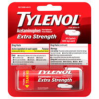 Tylenol Acetominophen, Extra Strength, 500 mg, Caplets, 10 Each