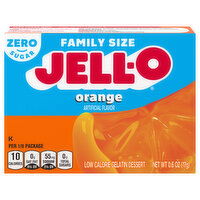 Jell-O Gelatin Dessert, Low Calorie, Zero Sugar, Orange, Family Size, 0.6 Ounce