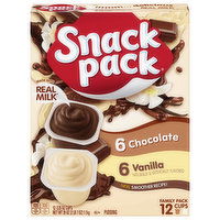 Snack Pack Pudding, Chocolate/Vanilla, Family Pack - 12 Each