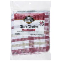 First Street Dish Cloths, 100% Cotton, 12 Each