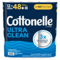 Cottonelle Toilet Paper, 1-Ply, Mega, 12 Each