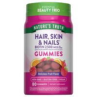 Nature's Truth Hair, Skin & Nails, Biotin, 2500 mcg, Gummies, Delicious Fruit Flavor, 80 Each