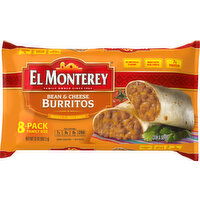 El Monterey Burritos, Bean & Cheese, Family Size, 8-Pack, 8 Each