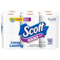 Scott Bathroom Tissue, Unscented, One-Ply, 12 Each