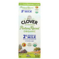 Clover Milk, Organic, Reduced Fat, 2% Milk - 0.5 Gallon