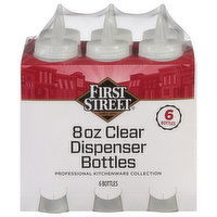 First Street Bottles, Dispenser, Clear, 8 Ounce, 6 Each