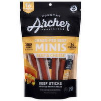 Country Archer Provisions Zero Sugar Beef & Cheese Minis Beef Sticks - 16 Each
