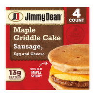 Jimmy Dean Sausage, Egg and Cheese Maple Griddle Cake Sandwiches, 4 ct Pack - 18.8 Ounce