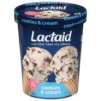 Lactaid Ice Cream, Lactose Free, Cookies & Cream - 1 Quart