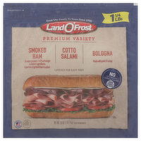 Land O'Frost Sandwich Meat, Smoked Ham/Cotto Salami/Bologna, Premium Variety - 20 Ounce