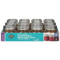 First Street Canning & Storage Jars, Regular Mouth, 12 Each