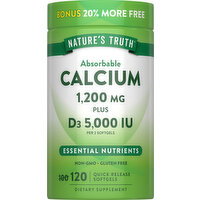 Nature's Truth Nature's Truth Calcium 1200 mg + D3 5000 IU Bonus 100+20 - 120 Each