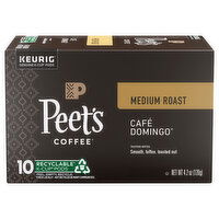 Peet's Coffee Coffee, Medium Roast, Cafe Domingo, K-Cup Pods - 10 Each