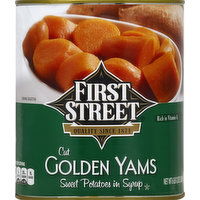 First Street Golden Yams, Sweet Potatoes in Syrup, Cut - 108 Ounce