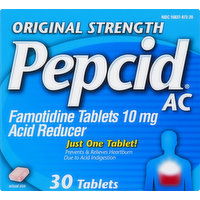 Pepcid Acid Reducer, Famotidine Tablets, Original Strength, 10 mg, 30 Each