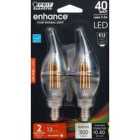 Feit Electric Light Bulbs, LED, Soft White, 3.3 Watts - 2 Each