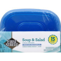 First Street Storage Containers, Soup & Salad, Medium Rectangle - 15 Each