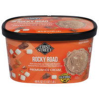 First Street Ice Cream, Premium, Rocky Road, 48 Ounce