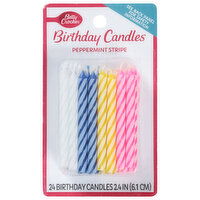 Betty Crocker Birthday Candles, Peppermint Stripe - 24 Each