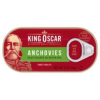 King Oscar Anchovies, Flat Fillets in Olive Oil, Wild Caught - 2 Ounce