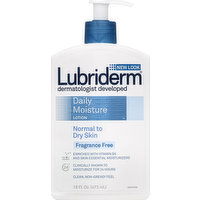 Lubriderm Lotion, Daily Moisture, Normal to Dry Skin, Fragrance Free, 16 Ounce