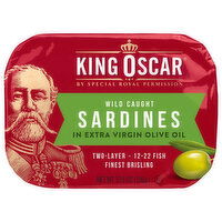 King Oscar Sardines, in Extra Virgin Olive Oil, Wild Caught, 3.75 Ounce