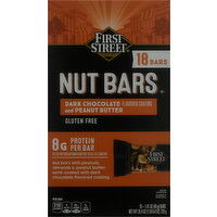 First Street Nut Bars, Dark Chocolate and Peanut Butter, 18 Each