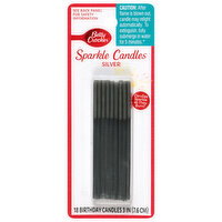 Betty Crocker Silver Sparkle Birthday Candles - 18 Each