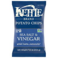 Kettle Brand Potato Chips, Sea Salt & Vinegar, 7.5 Ounce