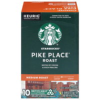 Starbucks K-Cup Pods Ground Arabica Medium Roast Pike Place Roast Coffee - 10 Each