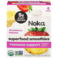 Noka Strawberry Banana Superfood Smoothies +Immune Support - 4 Each