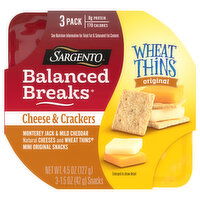 Sargento Balanced Breaks, Cheese & Crackers, Monterey Jack & Mild Cheddar Cheeses/Wheat Thins Mini Original Snacks, 3 Pack