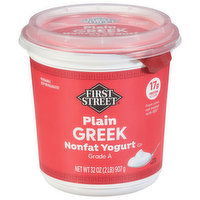 First Street Yogurt, Greek, Nonfat, Plain - 32 Ounce